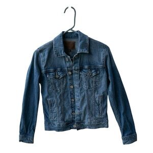 LUCKY BRAND WOMENS SHORT WAISTED DENIM BLUE JEAN JACKET SIZE XS